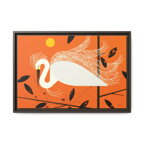Snowy Egret Charley Harper Framed Giclee Print on Stretched Canvas