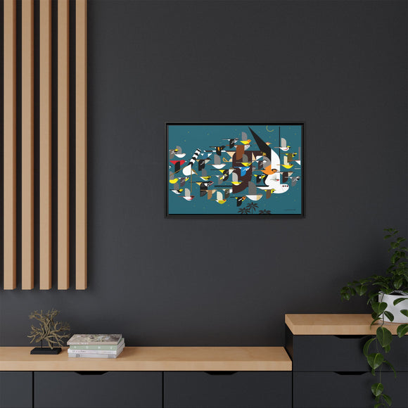 Charley Harper Mystery Of The Missing Migrants Framed Giclee On Canvas Wall  Art