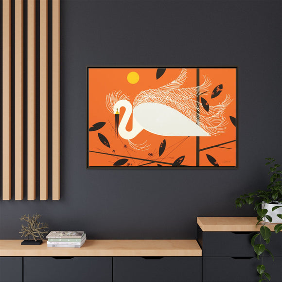 Snowy Egret Charley Harper Framed Giclee Print on Stretched Canvas