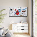 Charley Harper Birdfeeders Framed Giclee Stretched on Canvas Print Wall Art-Minimal Realism Style Wildlife With Cardinals & Blue Jays-19