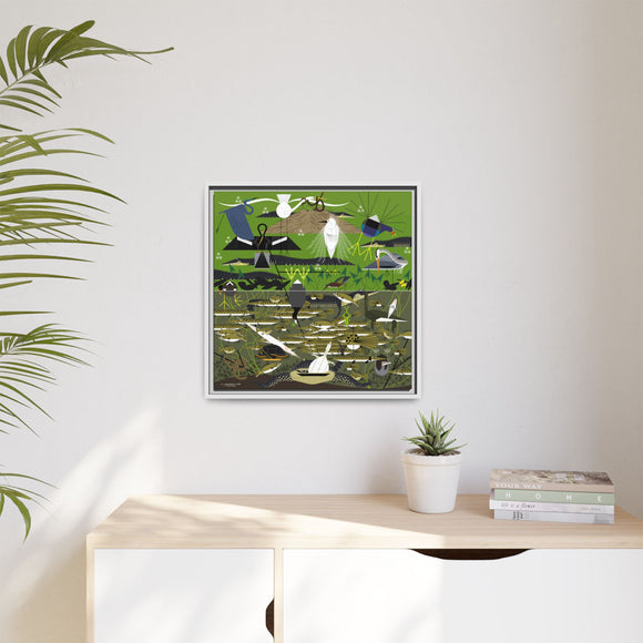 Charley Harper Florida Everglades Wall Art – Mid-Century Modern Geometric Bird Canvas with Minimal Wildlife Accents