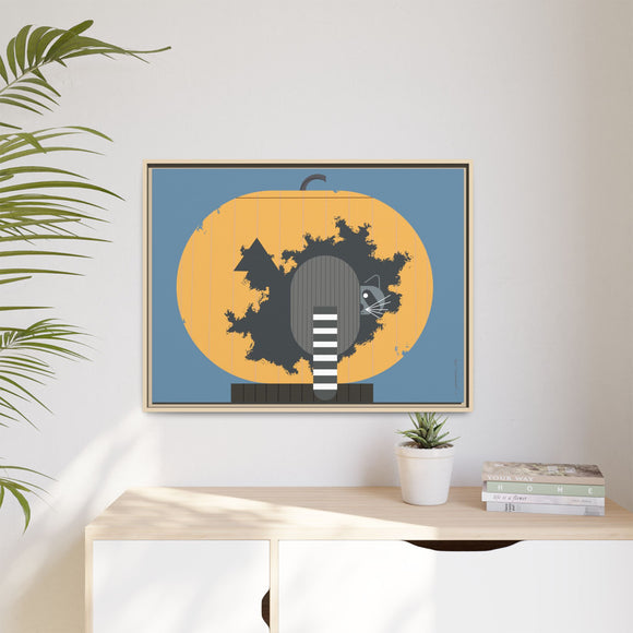 Racc-O-Lantern Charley Harper Framed Giclee Print Stretched On Canvas