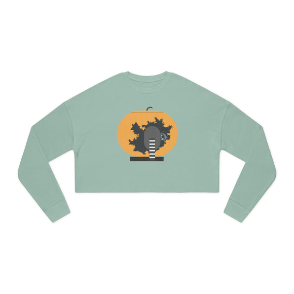 Racc-O-Lantern Charley Harper Women's Cropped Bella Canvas Sweatshirt