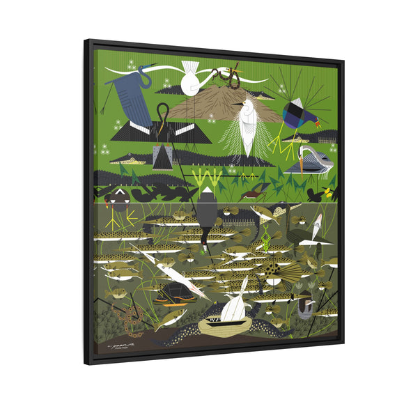 Charley Harper Florida Everglades Wall Art – Mid-Century Modern Geometric Bird Canvas with Minimal Wildlife Accents