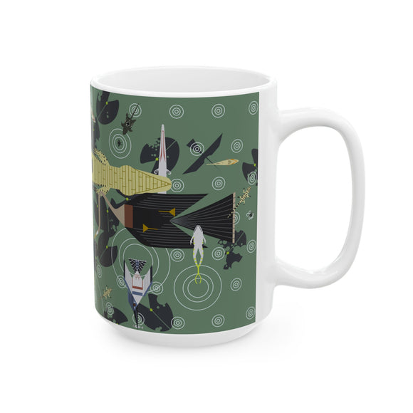Charley Harper Florida Everglades Ceramic Mug — Underwater Wildlife Art 15oz