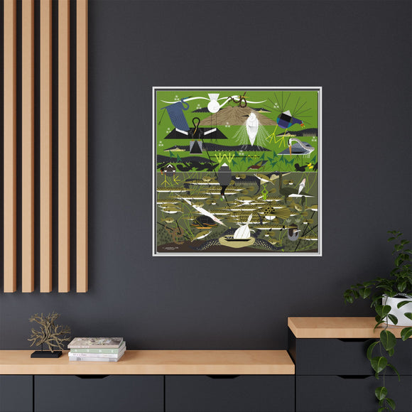 Charley Harper Florida Everglades Wall Art – Mid-Century Modern Geometric Bird Canvas with Minimal Wildlife Accents