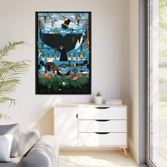 Glacier Bay Charley Harper Framed Giclee Print Stretched On Canvas