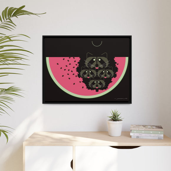 Watermelon Moon Charley Harper Framed Giclee Print on Matte Canvas