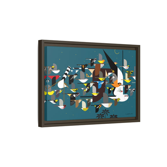Charley Harper Mystery Of The Missing Migrants Framed Giclee On Canvas Wall  Art