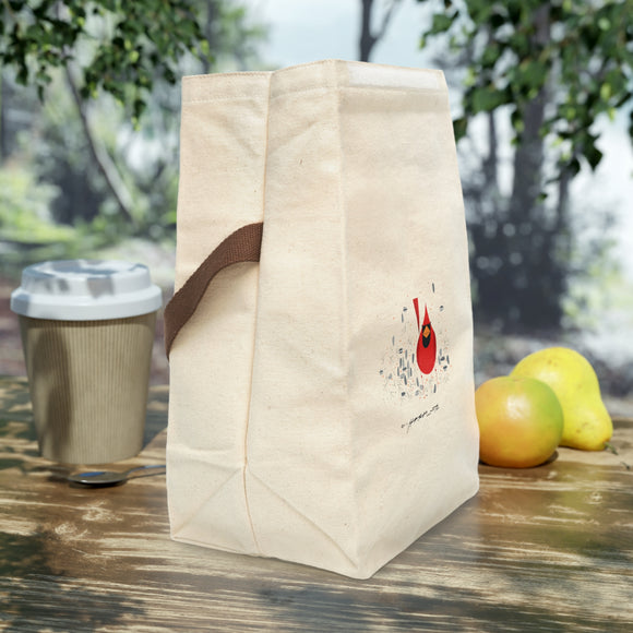 Cardinal Close Up Charley Harper Canvas Lunch Bag With Strap