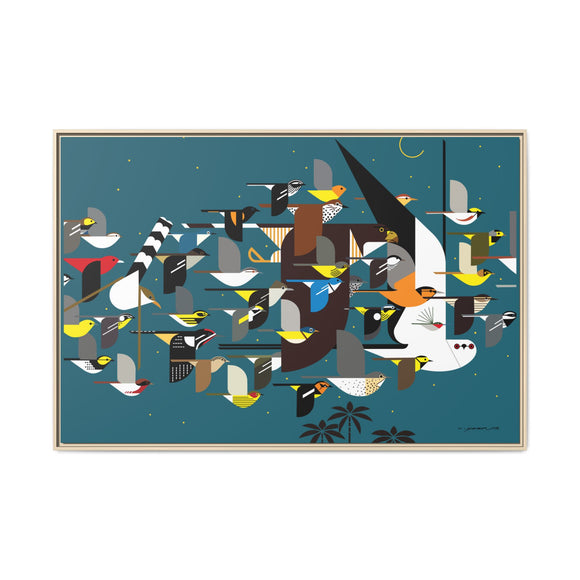 Charley Harper Mystery Of The Missing Migrants Framed Giclee On Canvas Wall  Art