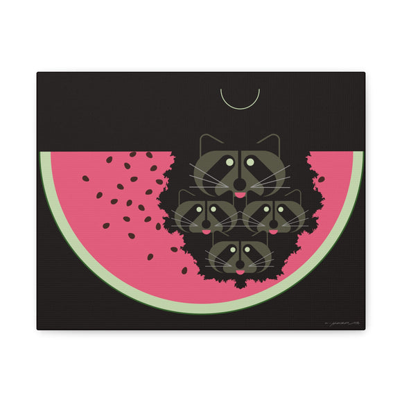 Watermelon Moon Charley Harper Unframed Giclee on Matte Stretched Canvas