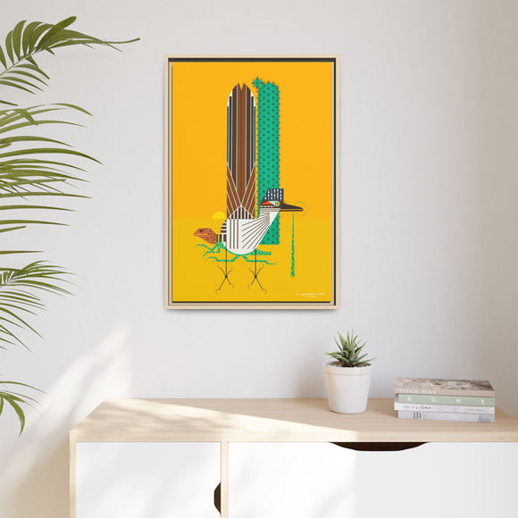 Tall Tail Charley Harper  Framed Giclee Canvas Wrapped Wall Mural Southwest Mid-Century Modern Art