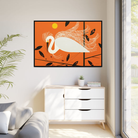 Snowy Egret Charley Harper Framed Giclee Print on Stretched Canvas