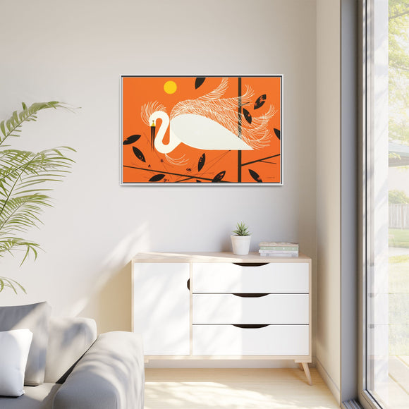 Snowy Egret Charley Harper Framed Giclee Print on Stretched Canvas