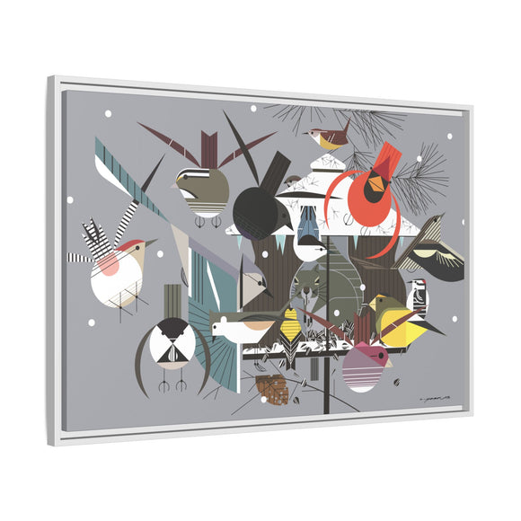 Winter Charley Harper Framed Giclee Print Stretched On Canvas