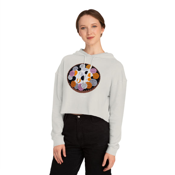Edie Harper Kitten ’n Knittin’ Cropped Hoodie Hooded Sweatshirt