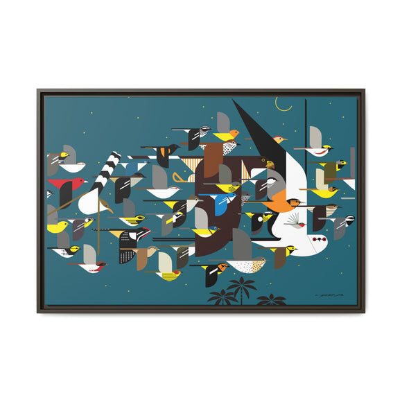 Charley Harper Mystery Of The Missing Migrants Framed Giclee On Canvas Wall  Art