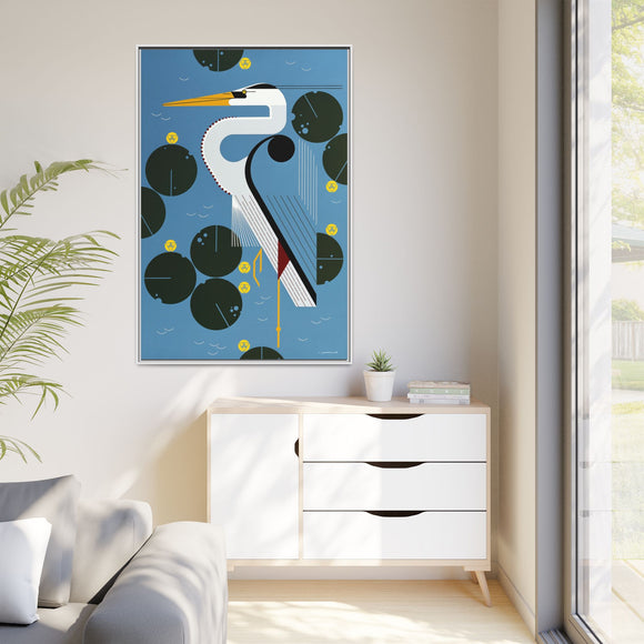 Herondipity Charley Harper Framed Giclee Print on Stretched Canvas