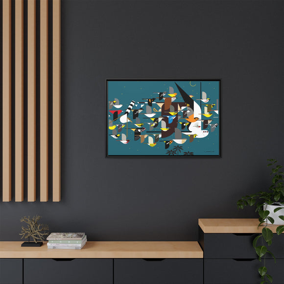 Charley Harper Mystery Of The Missing Migrants Framed Giclee On Canvas Wall  Art