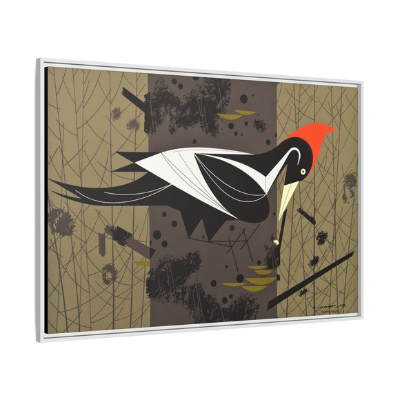 Ivory Billed Woodpecker Charley Harper Framed Giclee Print on Stretched on Canvas