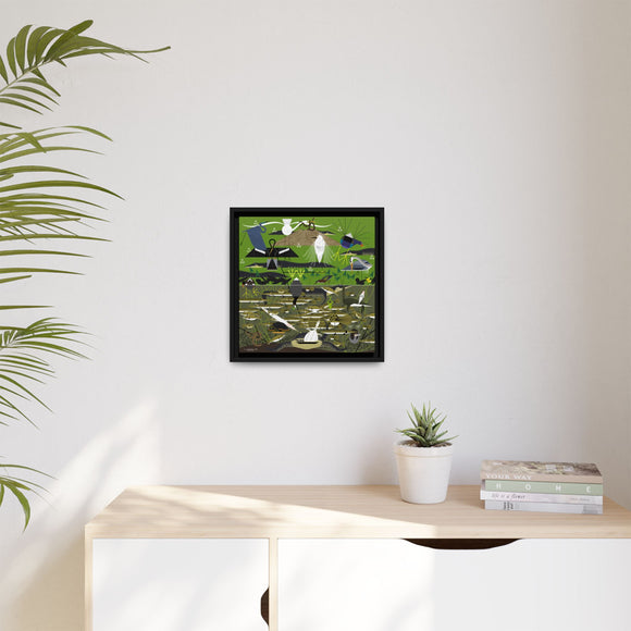 Charley Harper Florida Everglades Wall Art – Mid-Century Modern Geometric Bird Canvas with Minimal Wildlife Accents