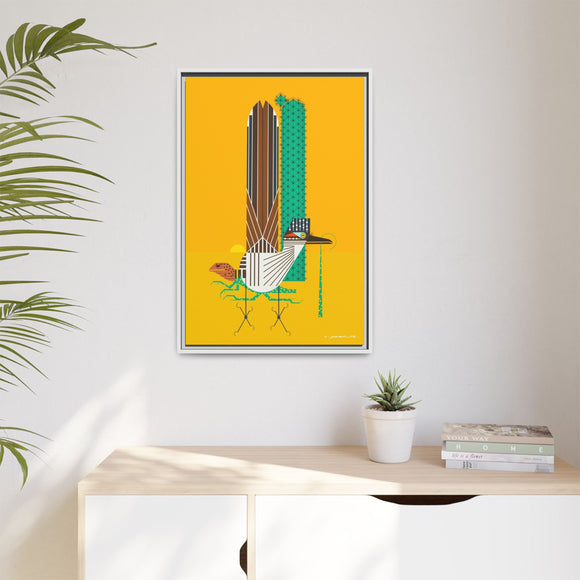 Tall Tail Charley Harper  Framed Giclee on Stretched Canvas Wall Art Southwest Mid-Century Modern Art