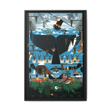 Glacier Bay Charley Harper Framed Giclee Print Stretched On Canvas