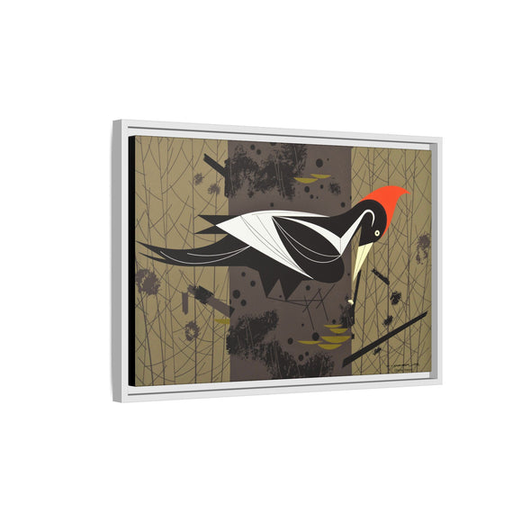 Ivory Billed Woodpecker Charley Harper Framed Giclee Print on Stretched on Canvas