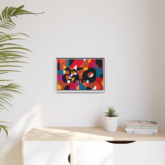 Crazy Cat Crazy Quilt Edie Harper Framed Giclee Print Stretched On Canvas