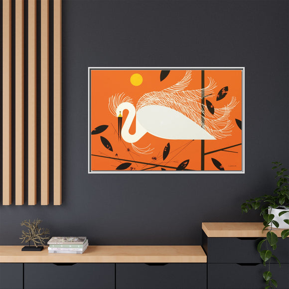 Snowy Egret Charley Harper Framed Giclee Print on Stretched Canvas