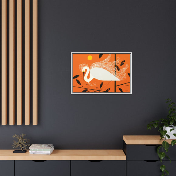 Snowy Egret Charley Harper Framed Giclee Print on Stretched Canvas