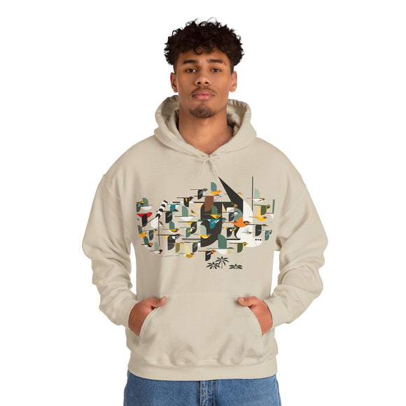 Charley Harper Mystery Of The Missing Migrants Unisex Heavy Blend™ Hooded Sweatshirt