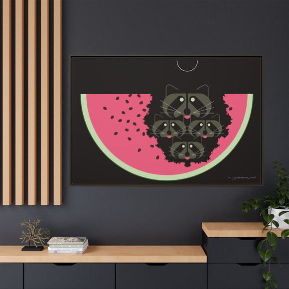 Watermelon Moon Charley Harper Framed Giclee Print on Matte Canvas