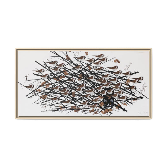 His Eyes Are On The Sparrow Charley Harper Framed Giclee Print Stretched on Canvas