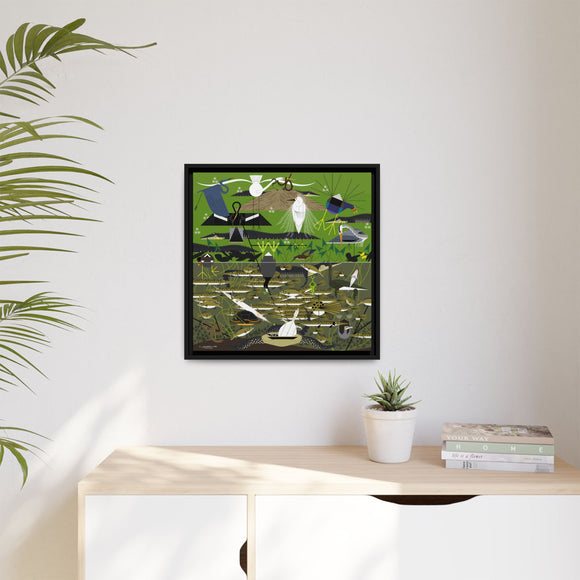 Charley Harper Florida Everglades Wall Art – Mid-Century Modern Geometric Bird Canvas with Minimal Wildlife Accents
