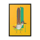 Tall Tail Charley Harper  Framed Giclee Canvas Wrapped Wall Mural Southwest Mid-Century Modern Art-1