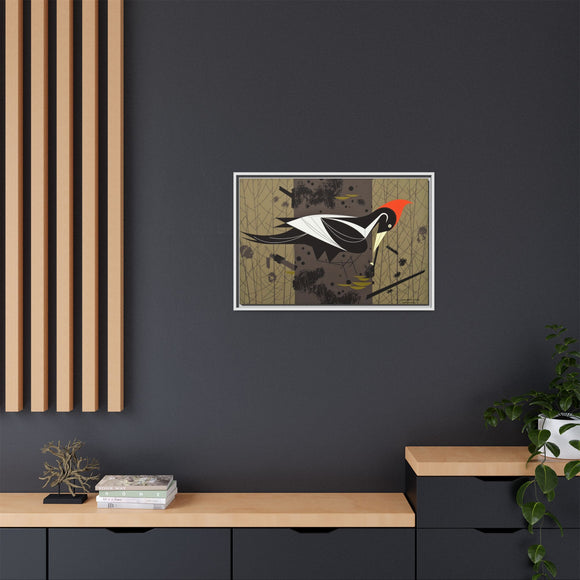 Ivory Billed Woodpecker Charley Harper Framed Giclee Print on Stretched on Canvas