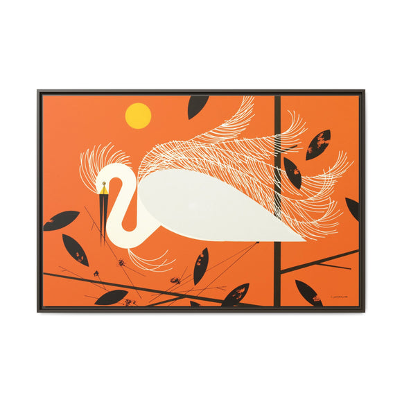 Snowy Egret Charley Harper Framed Giclee Print on Stretched Canvas