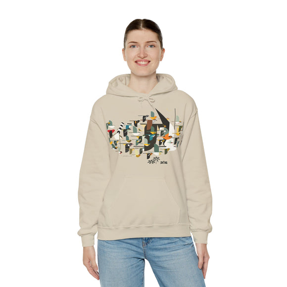 Charley Harper Mystery Of The Missing Migrants Unisex Heavy Blend™ Hooded Sweatshirt
