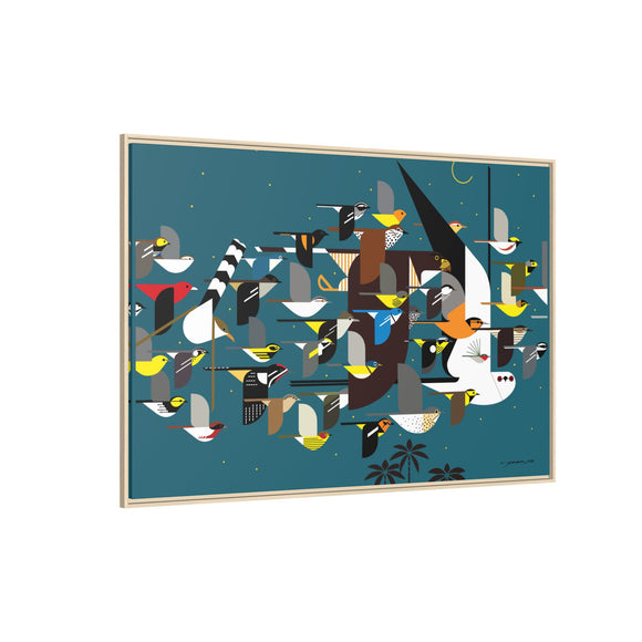 Charley Harper Mystery Of The Missing Migrants Framed Giclee On Canvas Wall  Art