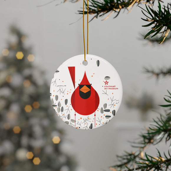 CAM BRANDED Charley Harper  Cardinal Close Up Ceramic Adornment