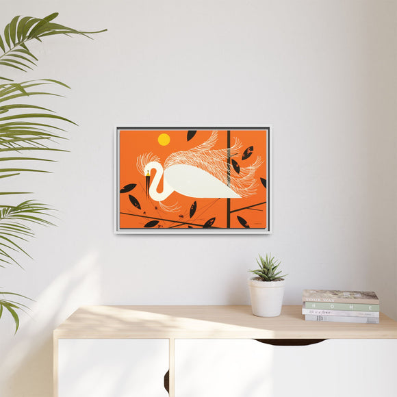 Snowy Egret Charley Harper Framed Giclee Print on Stretched Canvas
