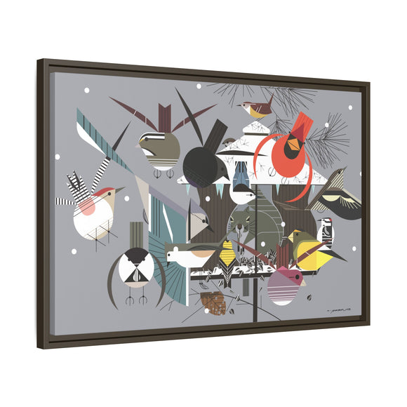 Winter Charley Harper Framed Giclee Print Stretched On Canvas