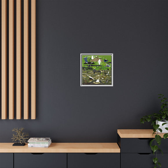 Charley Harper Florida Everglades Wall Art – Mid-Century Modern Geometric Bird Canvas with Minimal Wildlife Accents
