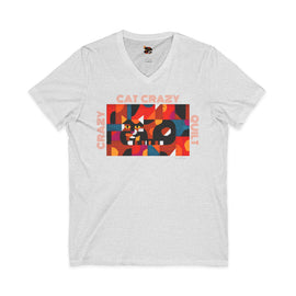 Edie Harper Crazy Cat Crazy Quilt Unisex Jersey Short Sleeve V-Neck Tee - 0