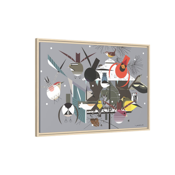 Winter Charley Harper Framed Giclee Print Stretched On Canvas