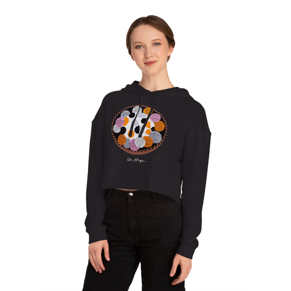 Edie Harper Kitten ’n Knittin’ Cropped Hoodie Hooded Sweatshirt
