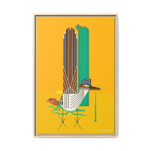 Tall Tail Charley Harper  Framed Giclee on Stretched Canvas Wall Art Southwest Mid-Century Modern Art