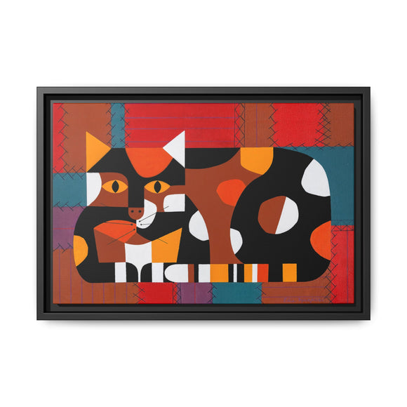 Edie Harper Crazy Cat Crazy Quilt Framed Giclee On Stretched Canvas Print